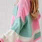 Color Block Round Neck Drop Shoulder Sweater