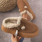 Thermal Fuzzy Buckle Platform Slippers