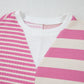 High-Low Striped Round Neck Short Sleeve T-Shirt