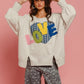 BiBi LOVE Heart Patch Slit French Terry Sweatshirt