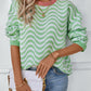 Wavy Stripes Round Neck Long Sleeve Sweater