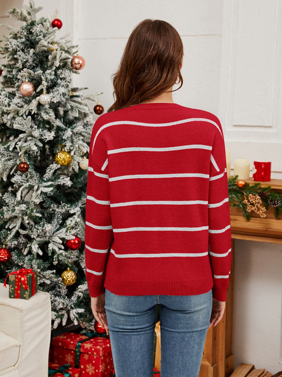 Sequin Santa Striped Sweater