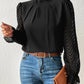 Mock Neck Flounce Sleeve Blouse