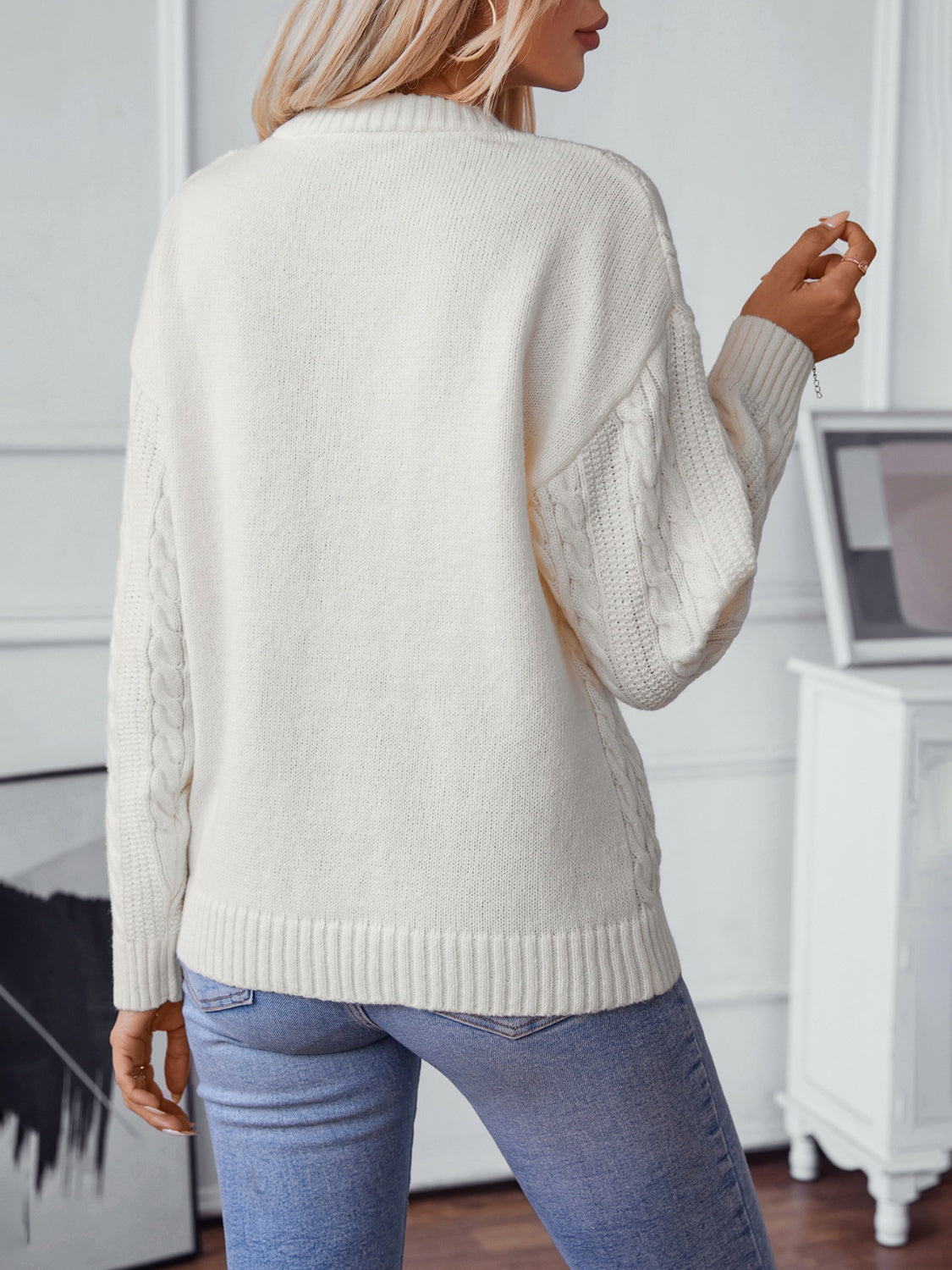 Cable-Knit Long Sleeve Sweater