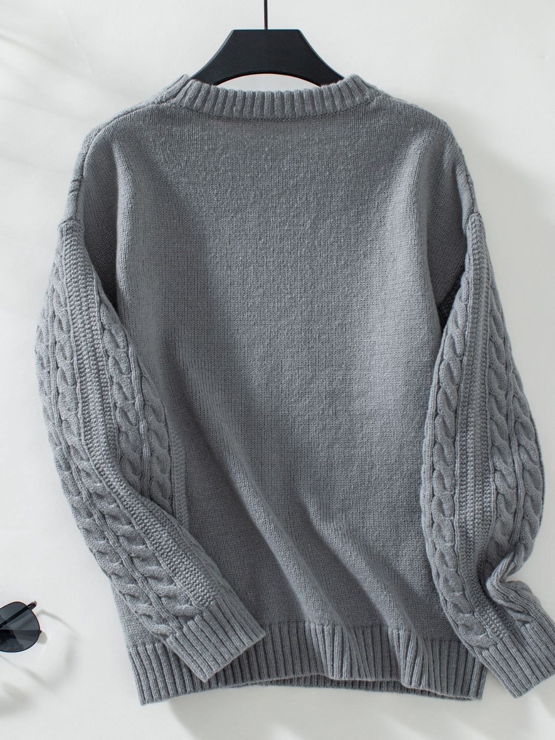 Cable-Knit Long Sleeve Sweater