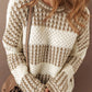 Color Block Round Neck Dropped Shoulder Sweater