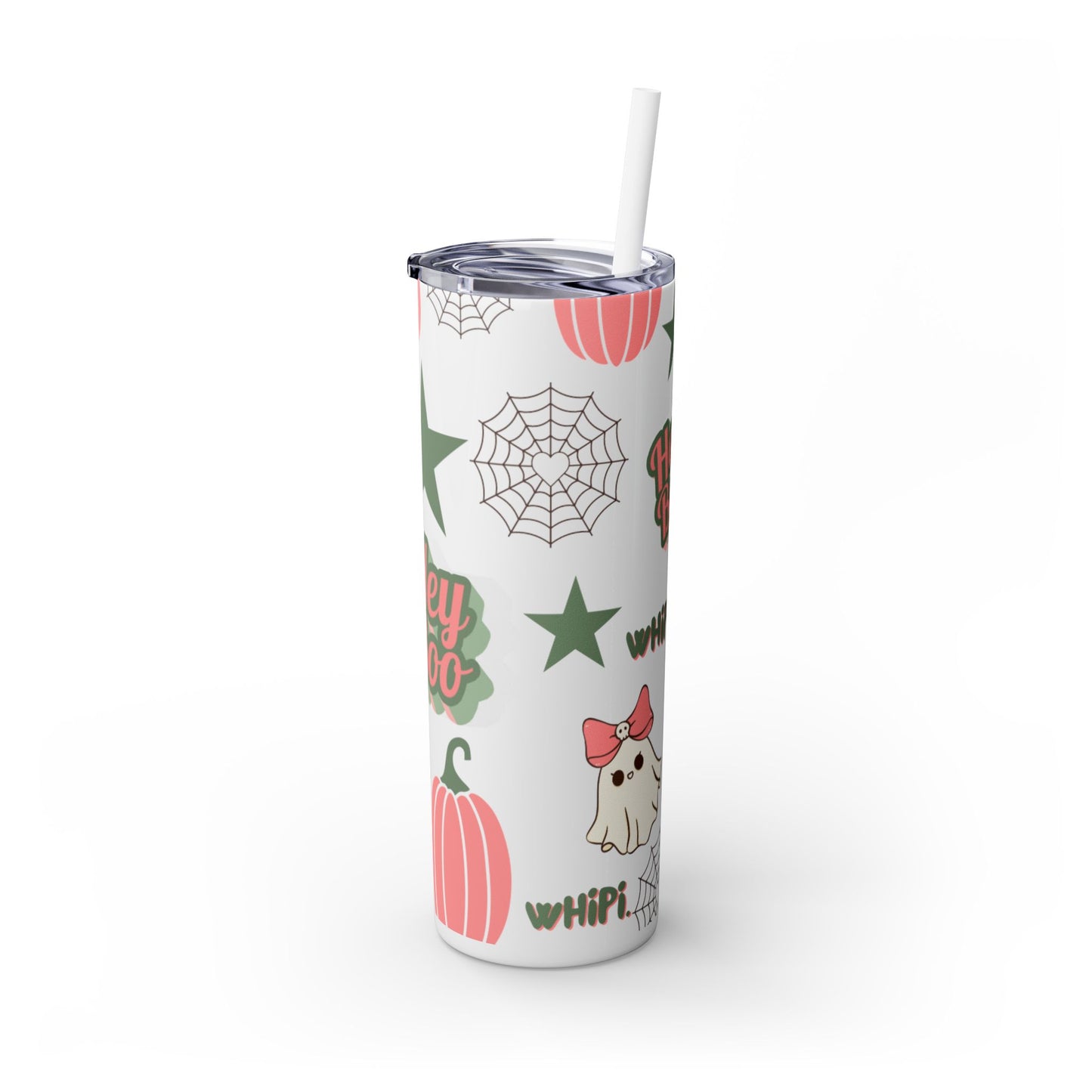 Hey Boo Skinny Tumbler with Straw, 20oz