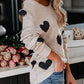 Heart Scoop Neck Long Sleeve Sweater