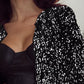 Sequin Open Front Long Sleeve Jacket