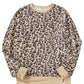 Slit Leopard Round Neck Long Sleeve Sweatshirt