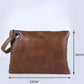 Brown Vintage Leather Oversized Clutch Bag