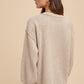 Annie Wear Half Button Ribbed Hem Sweater