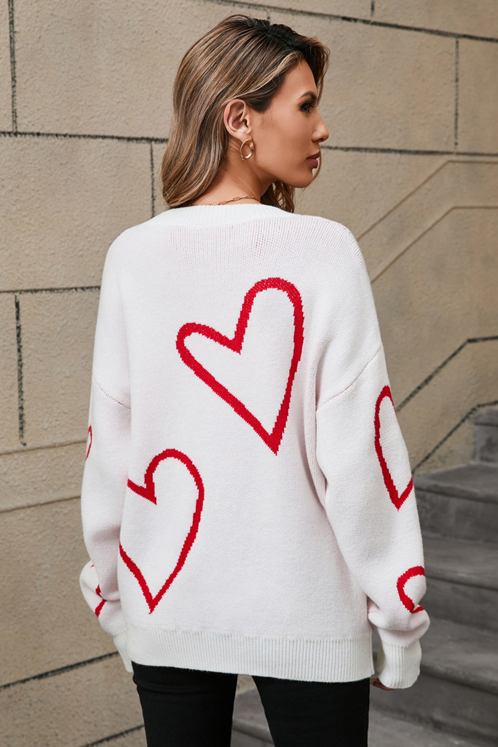 Red & White Heart Sweater—All Heart—Valentine's Day Collection