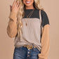 Red Color Block Long Sleeve Ribbed Loose Top