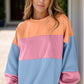 Color Block Round Neck Long Sleeve Sweatshirt