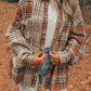 Khaki Plaid Colorblock Patchwork High Low Shacket