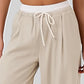 Contrast Waistband Drawstring Wide Leg Pants