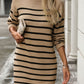 Striped Mock Neck Long Sleeve Mini Dress