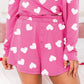 Heart Round Neck Long Sleeve Top and Elastic Waist Shorts Set