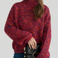 Heathered Turtleneck Dropped Shoulder Sweater