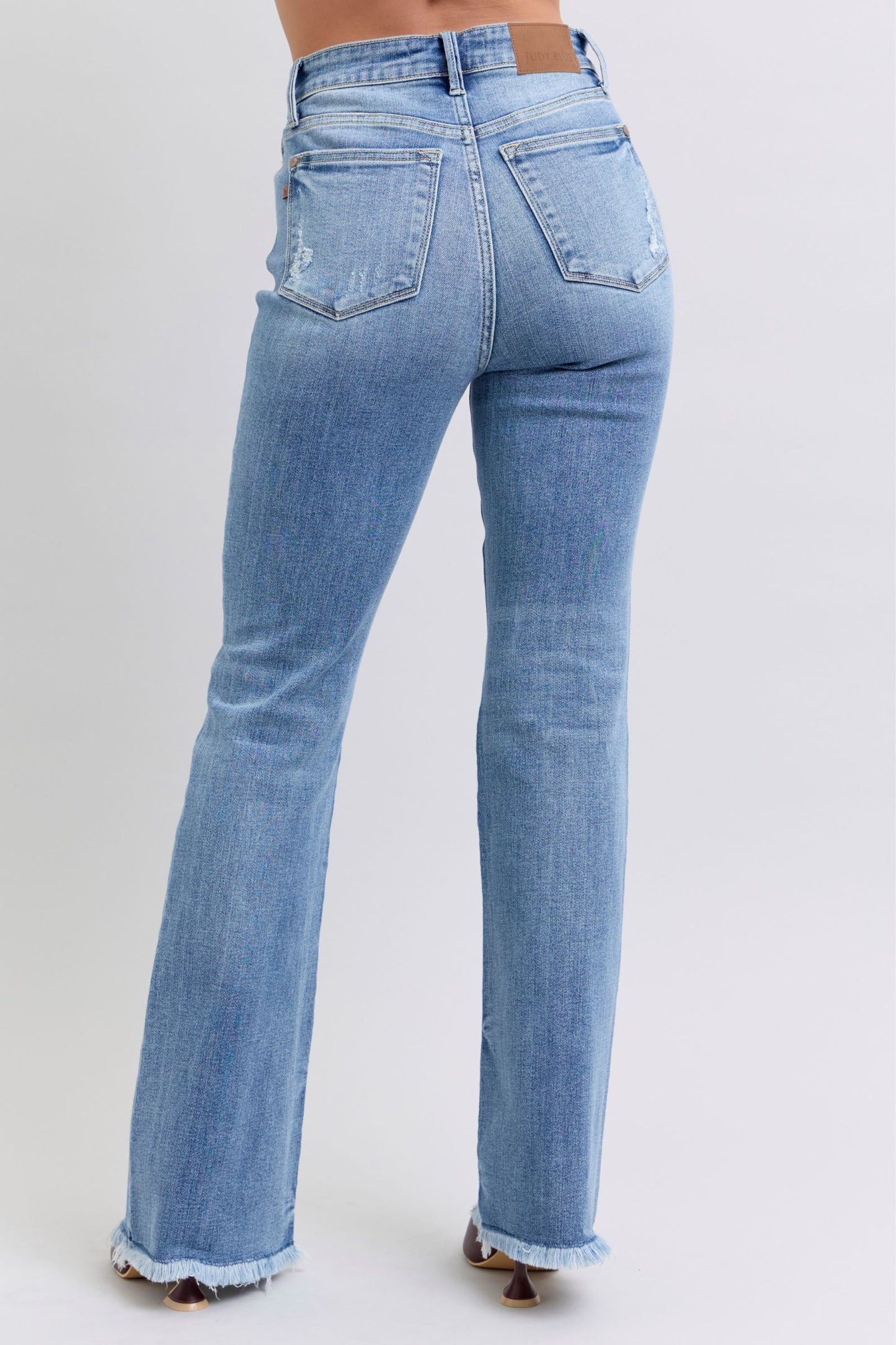 Judy Blue Raw Hem High Rise Bootcut Jeans—0-24W