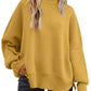 Slit Round Neck Dropped Shoulder Sweater