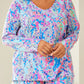 Sky Blue Plus Size Floral Print Long Sleeve and Shorts Lounge Outfit