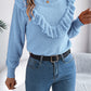 Ruffled Round Neck Long Sleeve Sweater