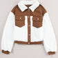 Corduroy Contrast Patchwork Fuzzy Jacket