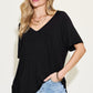 Basic Bae Full Size Bamboo Slit V-Neck Short Sleeve T-Shirt