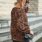 Perfee Leopard Lantern Sleeve Blouse