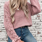 Lace Up Round Neck Long Sleeve Sweater