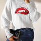 Lip Turtleneck Long Sleeve Sweater