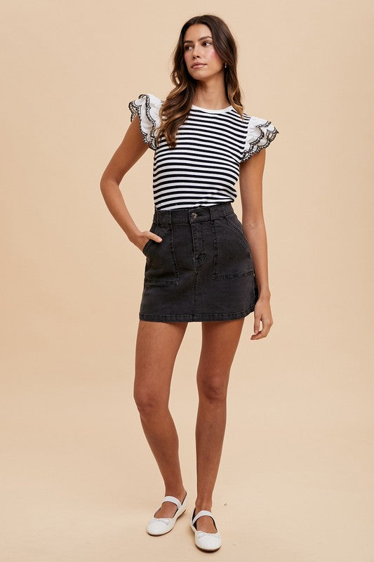 Annie Wear Cargo Denim Mini Skirt