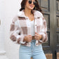 Plaid Dropped Shoulder Buttoned Jacket