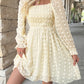 Swiss Dot Smocked Flounce Sleeve Dress