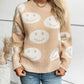 Smile Pattern Round Neck Long Sleeve Sweater