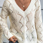 Openwork V-Neck Long Sleeve Sweater