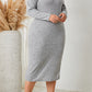 Honey Plus Size Square Neck Long Sleeve Slit Dress