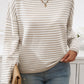 Devine Striped Round Neck Dropped Shoulder Sweater