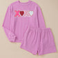 Valentine’s Day XOXO Heart Sequin Corded Long Sleeve Top and Shorts Set