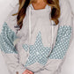 Floral Patchwork Star Pattern Drawstring Hoodie