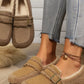 Fuzzy Buckle Flat Slip-Ons