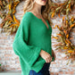 Veveret Notched Long Sleeve Sweater