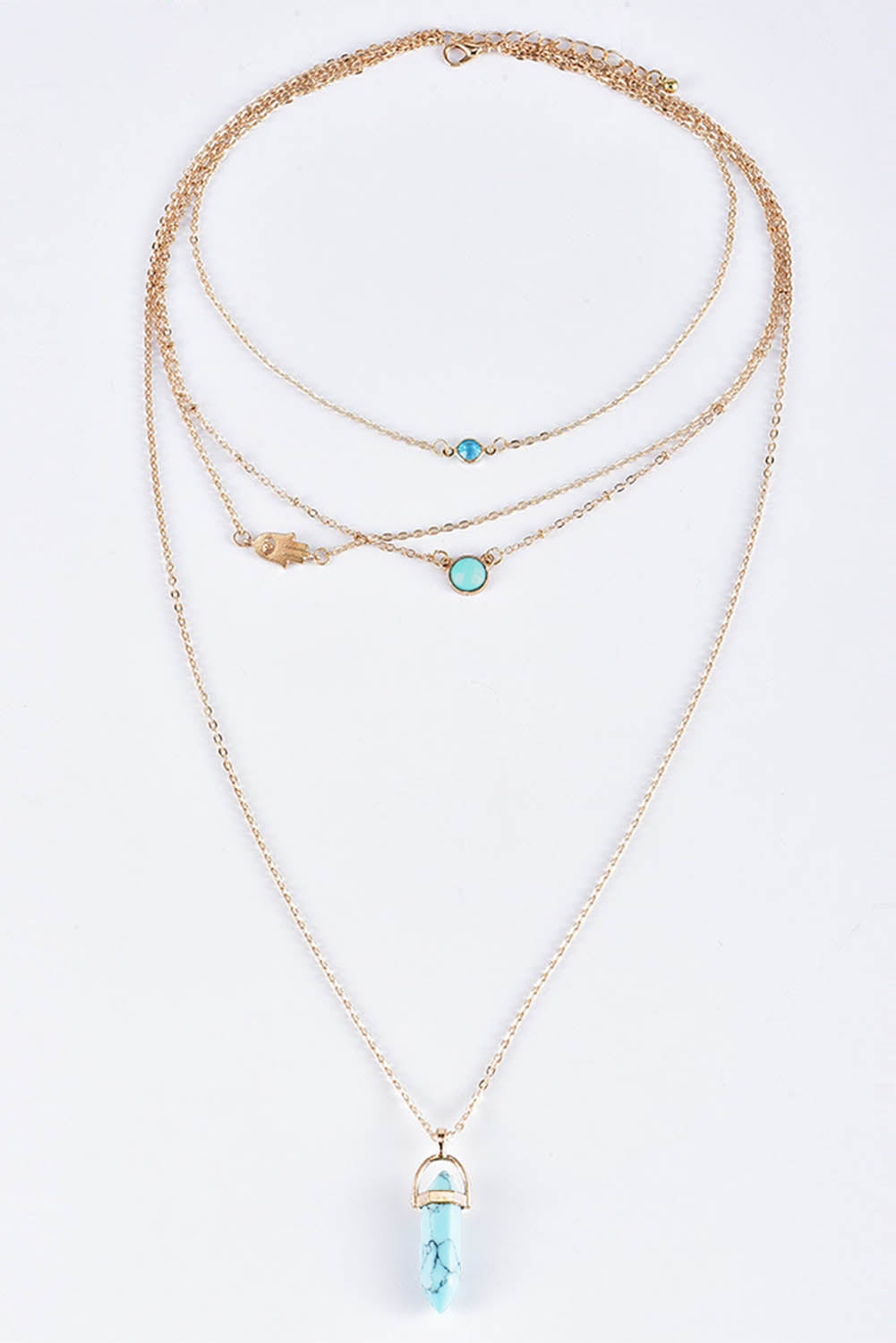 Golden Turquoise Gemstone Cascade Necklace