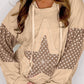 Floral Patchwork Star Pattern Drawstring Hoodie