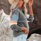 Color Block Round Neck Long Sleeve Sweatshirt