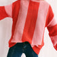 Color Block Round Neck Long Sleeve Sweater