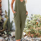 Textured Sleeveless V-Neck Pocketed Casual Jumpsuit