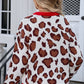 Angel Wings Leopard Round Neck Long Sleeve Sweater